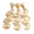 Lsy Remy Cuticle Aligned Platinum Blonde 613 Body Wave Human Hair Weaving, Peerless 9A Eurasian Hair Bundles With Closure